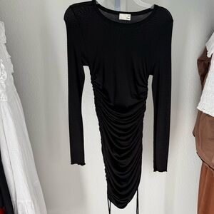 Aritzia black tie hem mini dress black